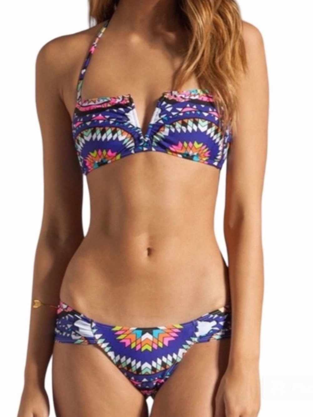 Mara Hoffman | Pow Wow Bandeau Bikini Geometric Boho Colorful Swimwear M/S